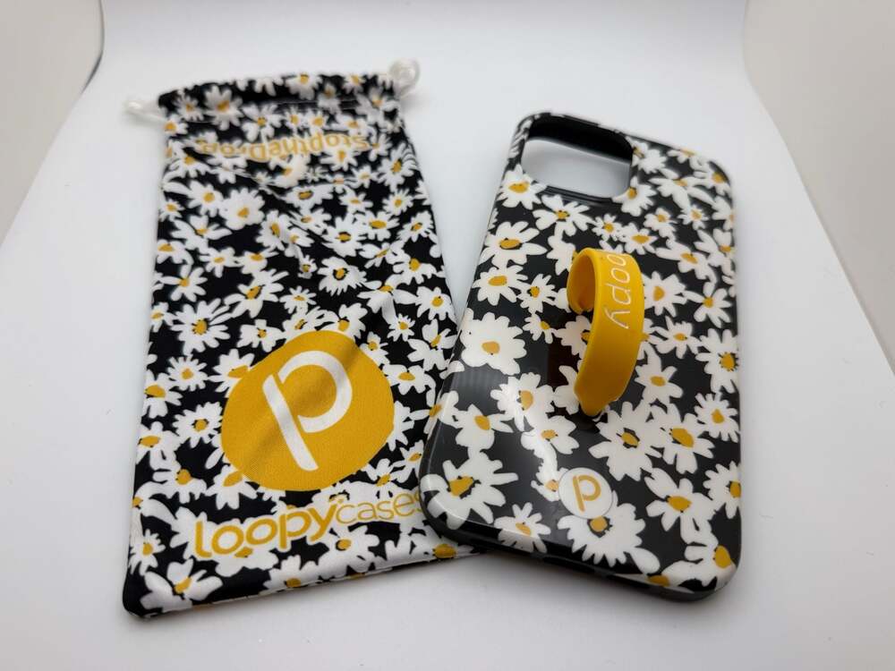Loopy Case iPhone 13 pro max Daisy Floral Print with Loop and Dust Bag